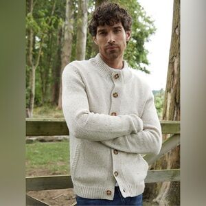 Men’s button down wool knit cardigan jacket NWT Large Grandpa sweater